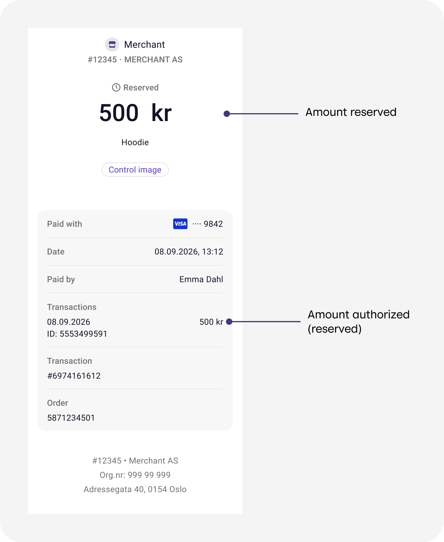 Payment reserved