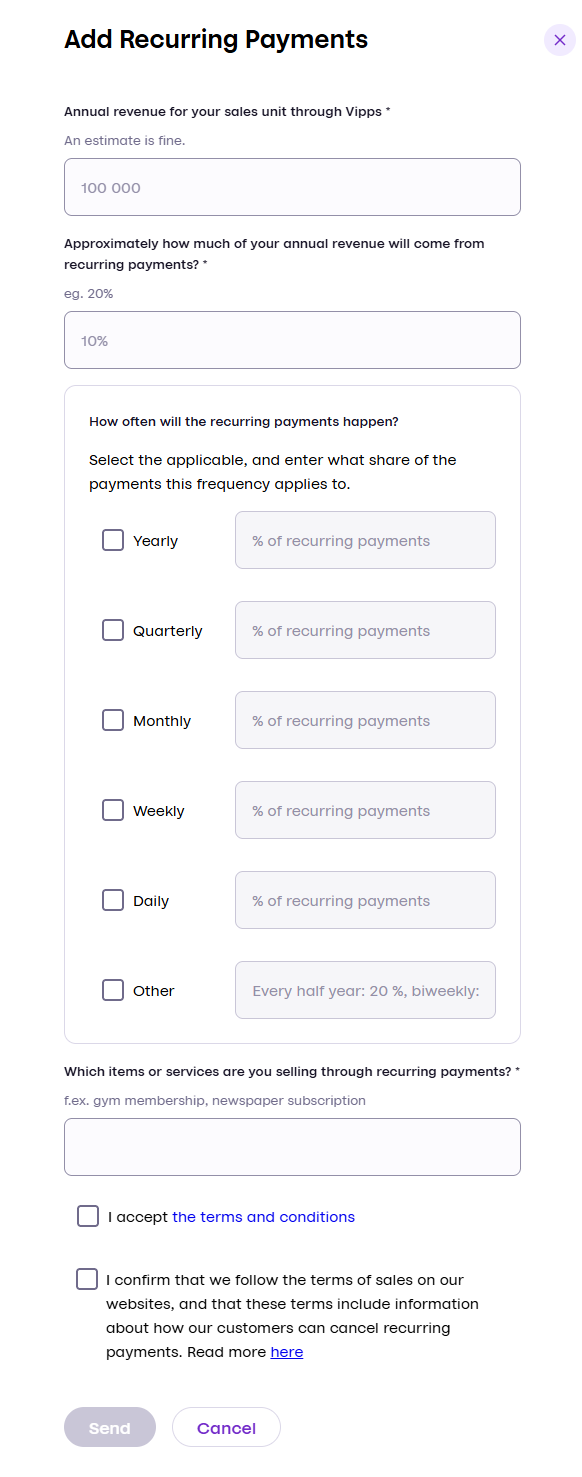 Request recurring change form