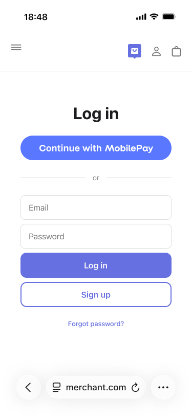 Browser with MobilePay login option