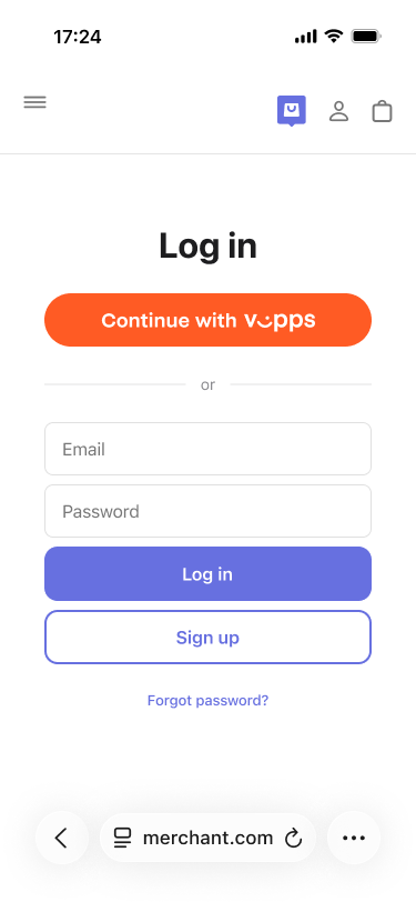 Browser with Vipps login option