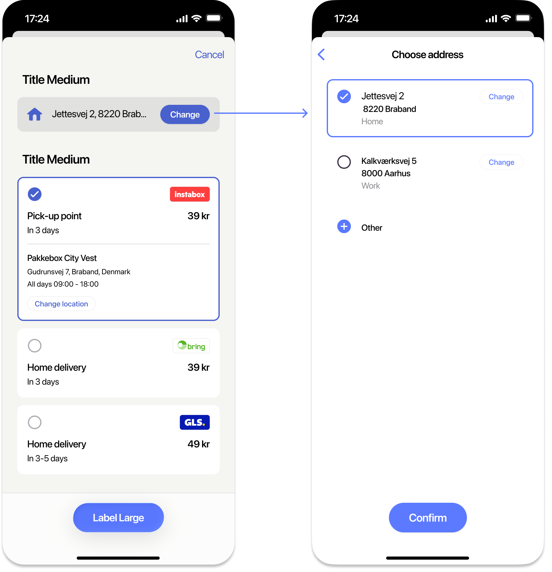 Choosing address in MobilePay