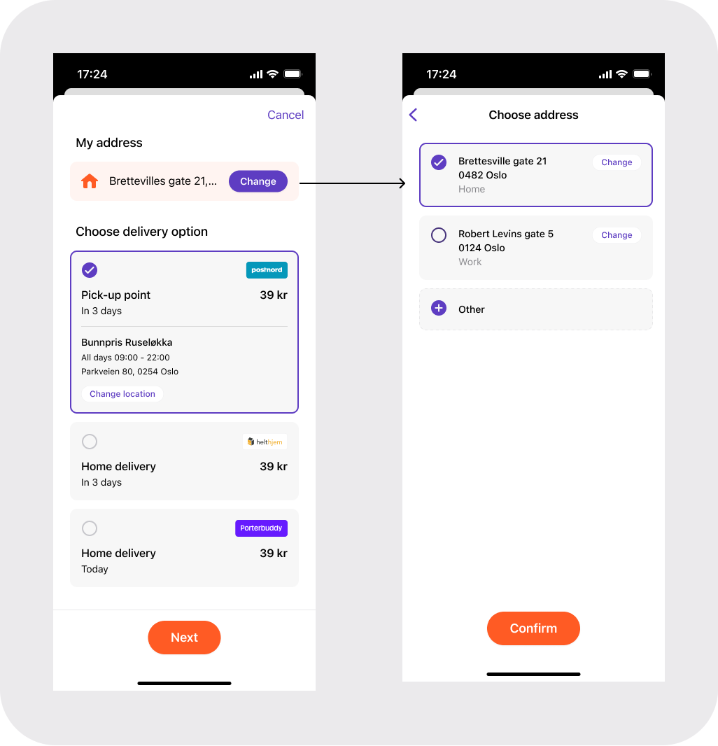 Shipping options for Vipps