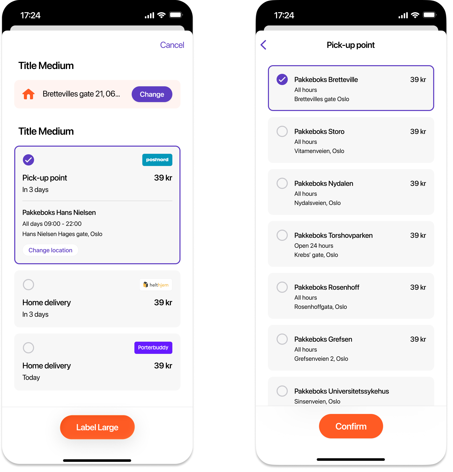 Choosing shipping options in Vipps