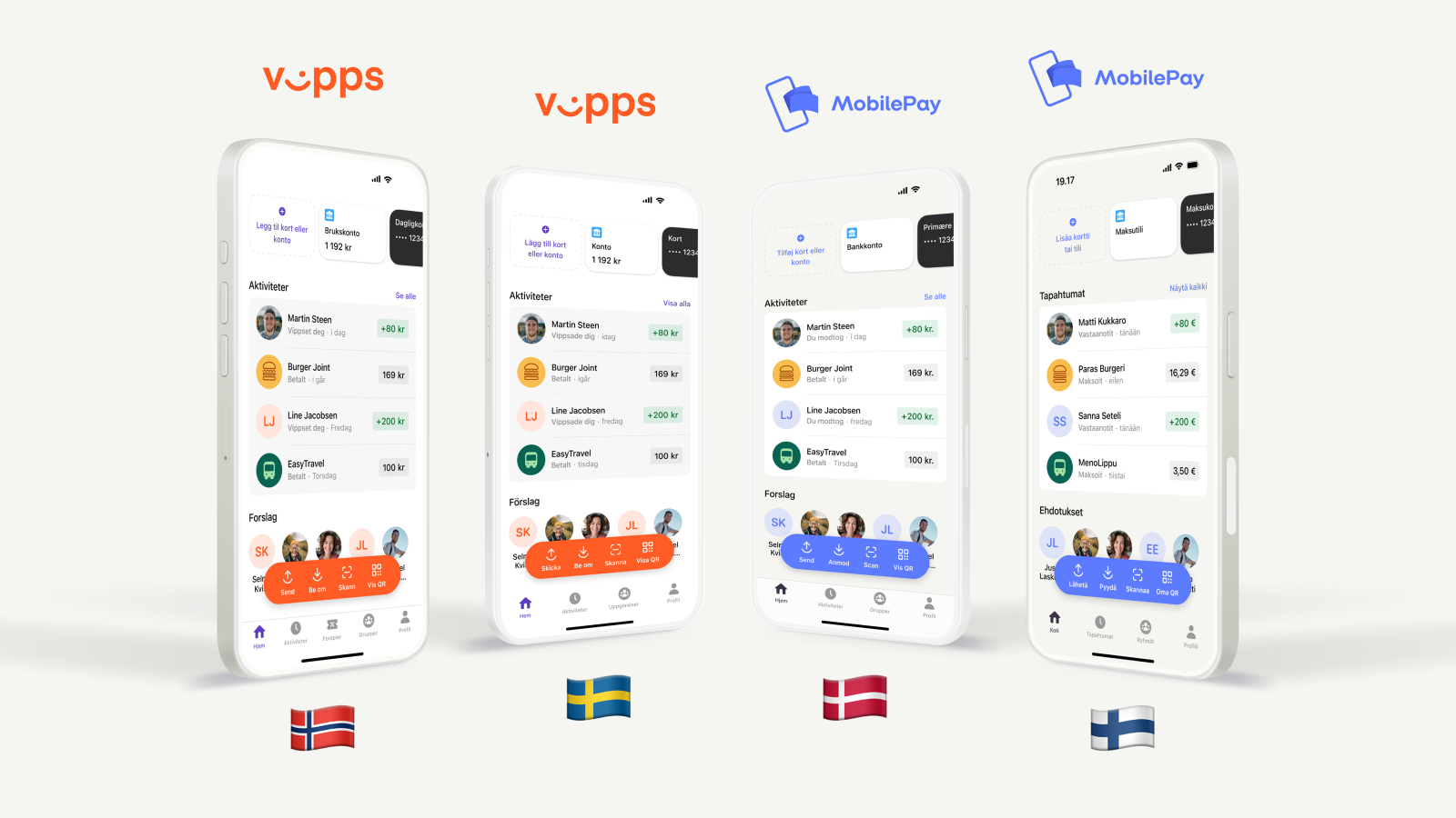 Vipps and MobilePay apps