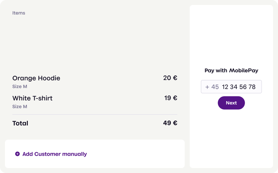 Enter customer&#39;s phone number MobilePay