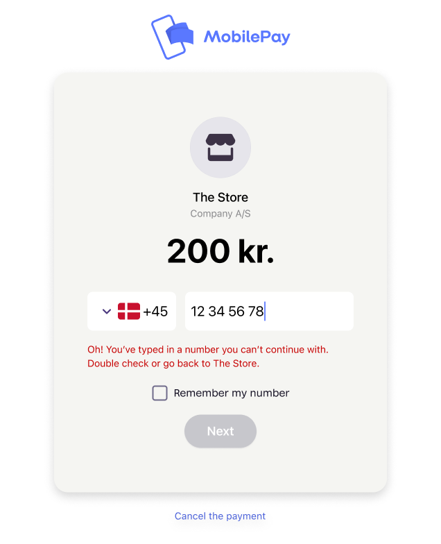 MobilePay landing page