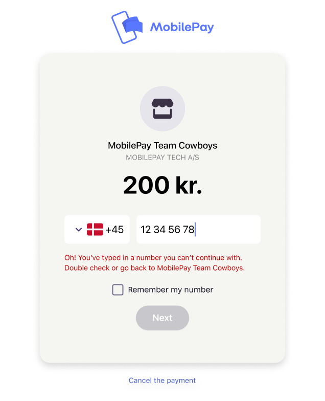MobilePay landing page