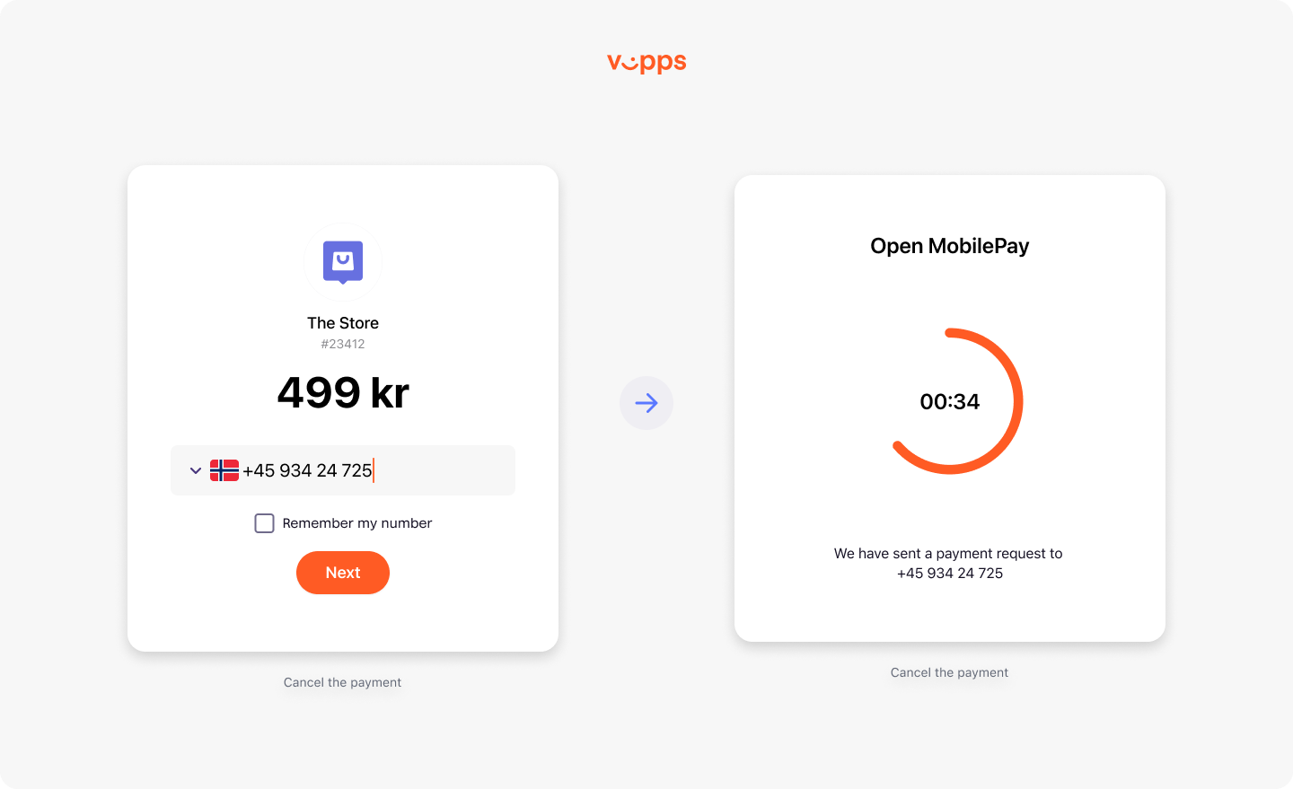 Vipps landing page