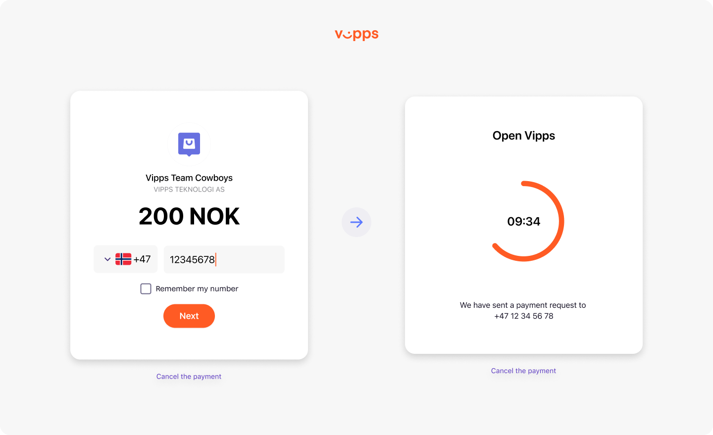 Vipps landing page