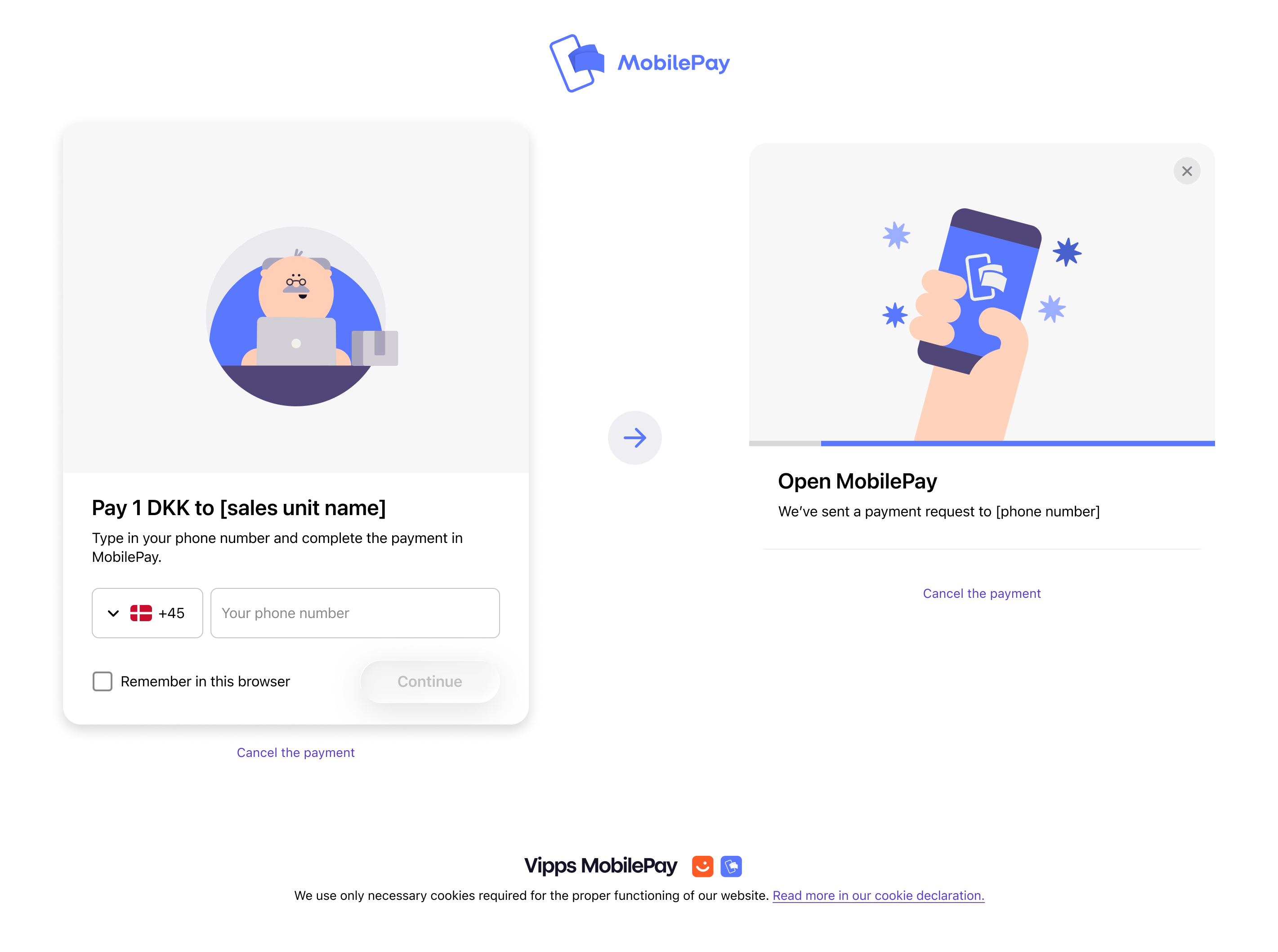 MobilePay landing page in Widget SDK