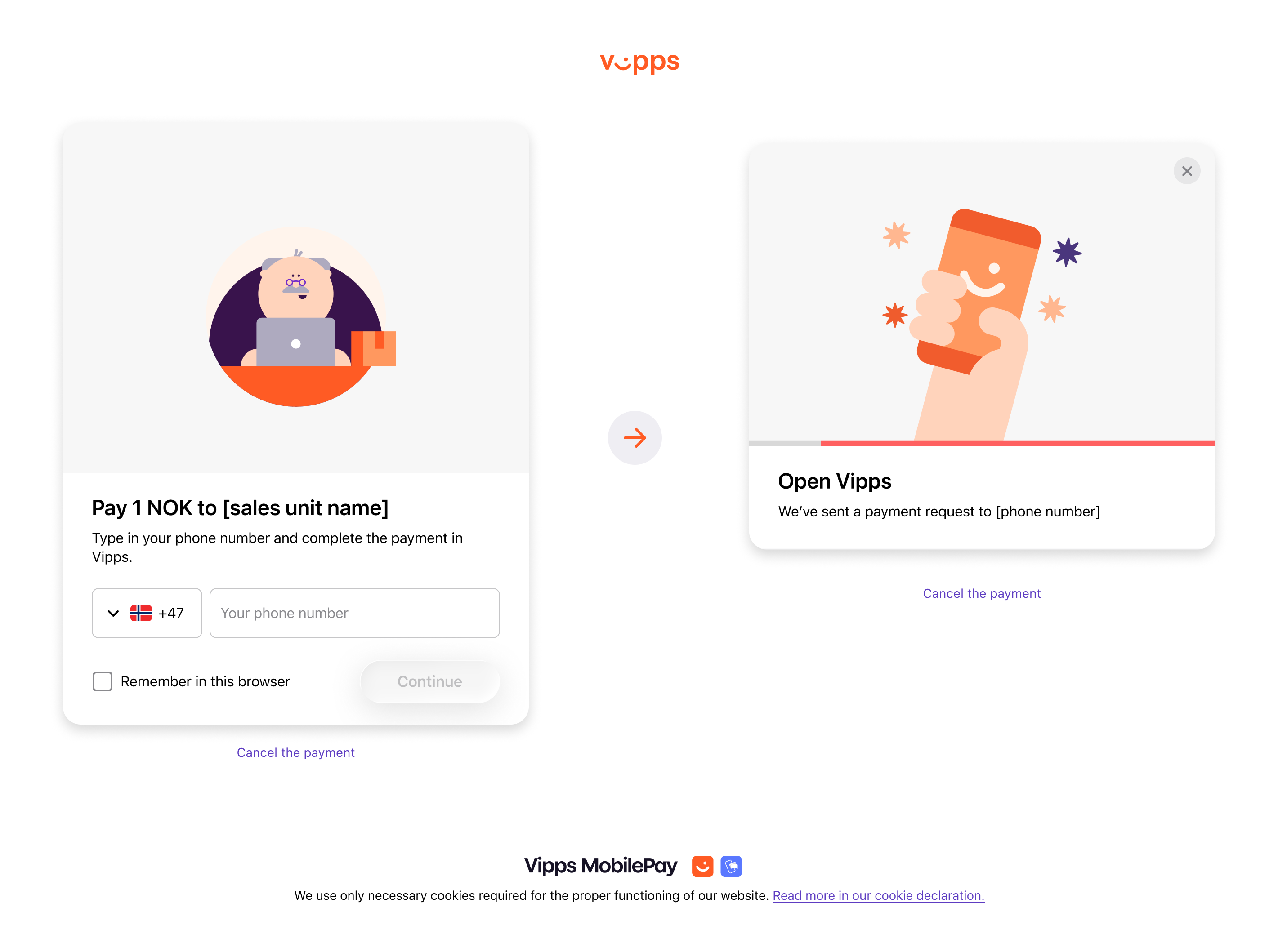 Vipps landing page in Widget SDK