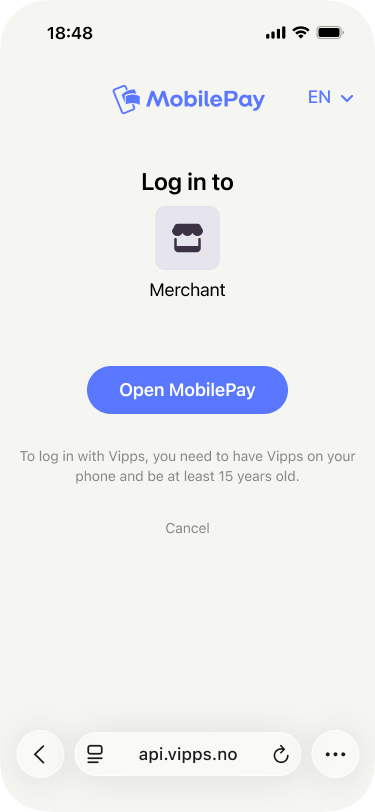 Browser with MobilePay login option