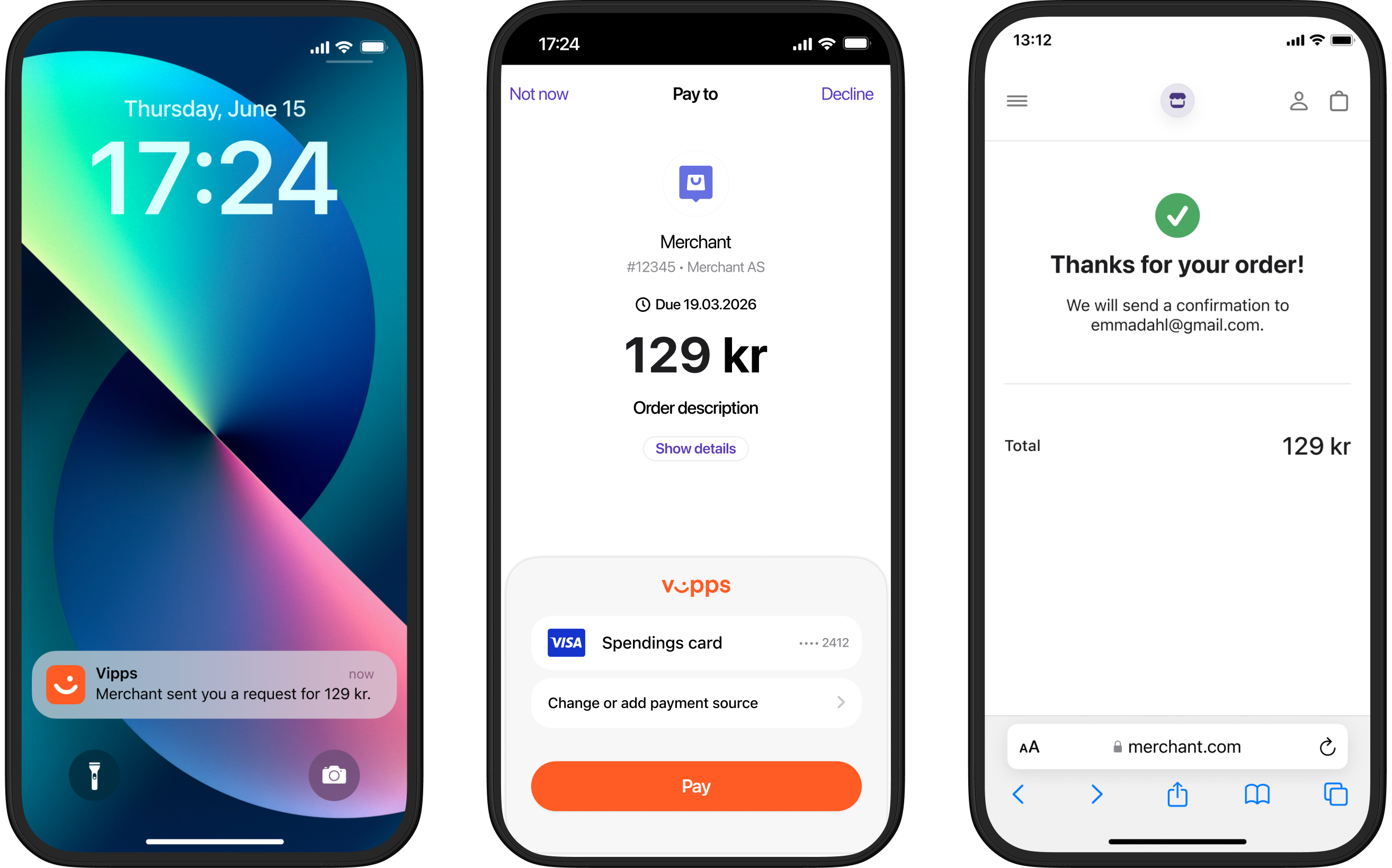Vipps app showing a long-living payment request