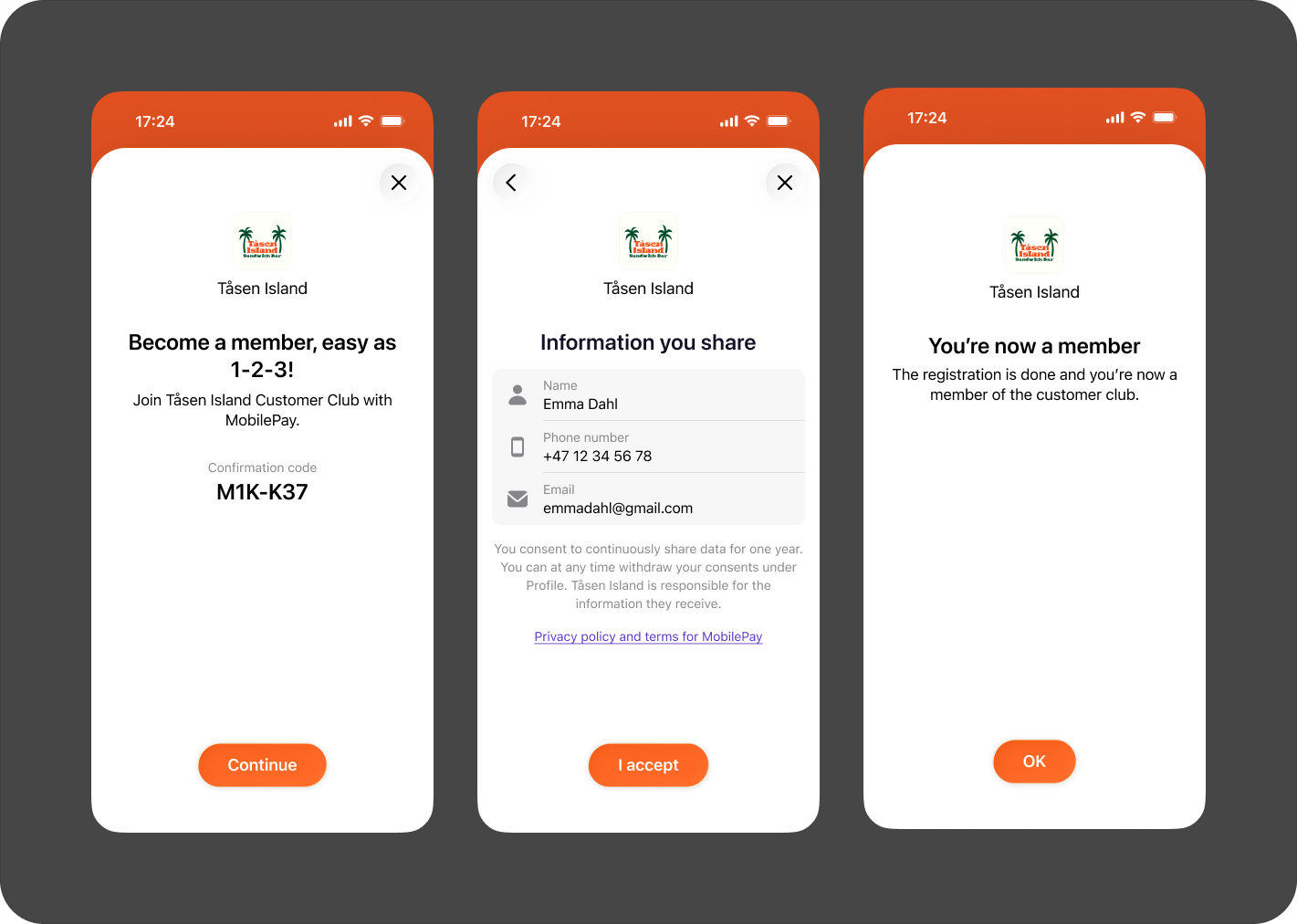Binding message confirmation code in Vipps