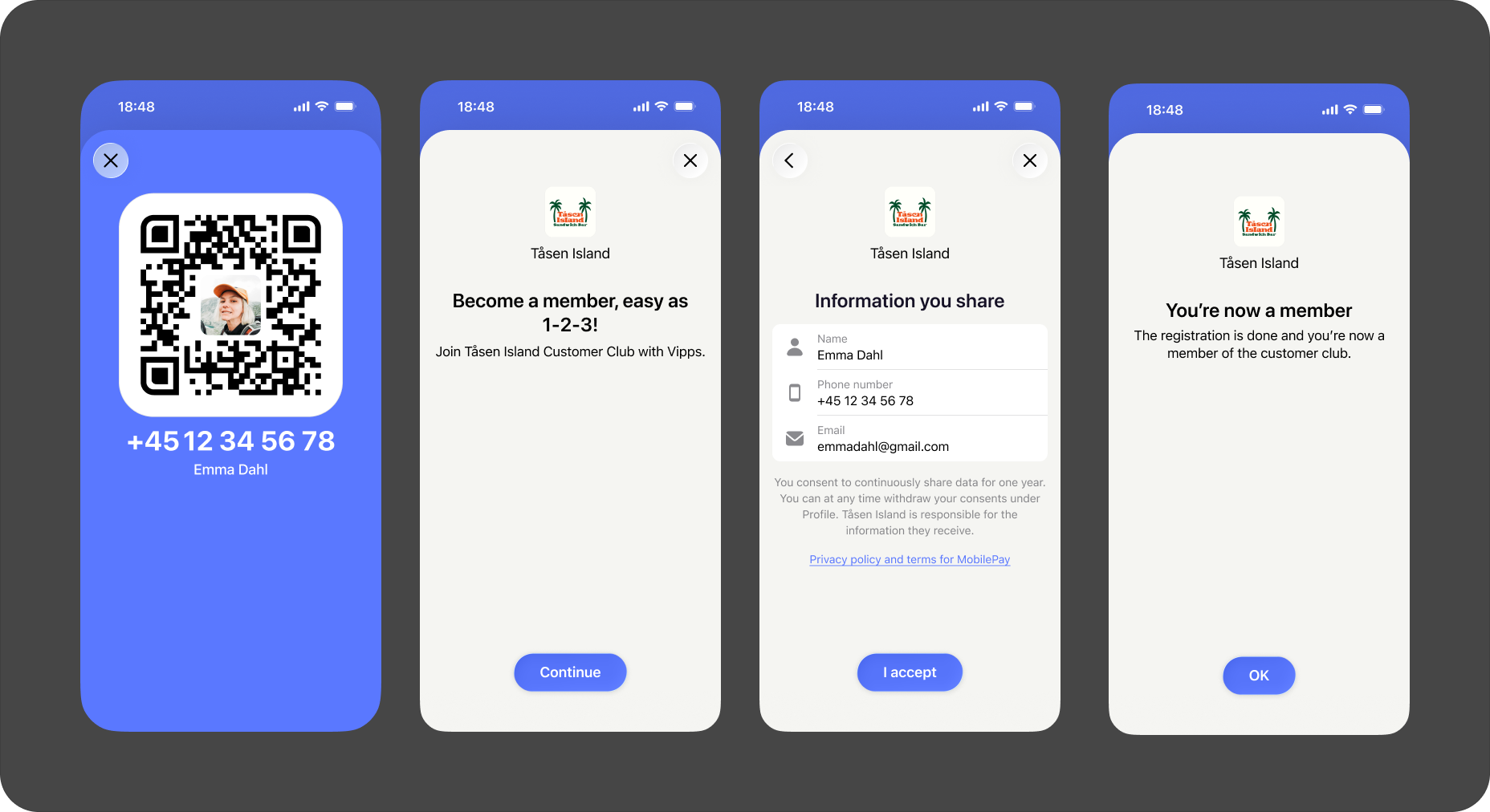 Merchant-initiated login flow with MobilePay