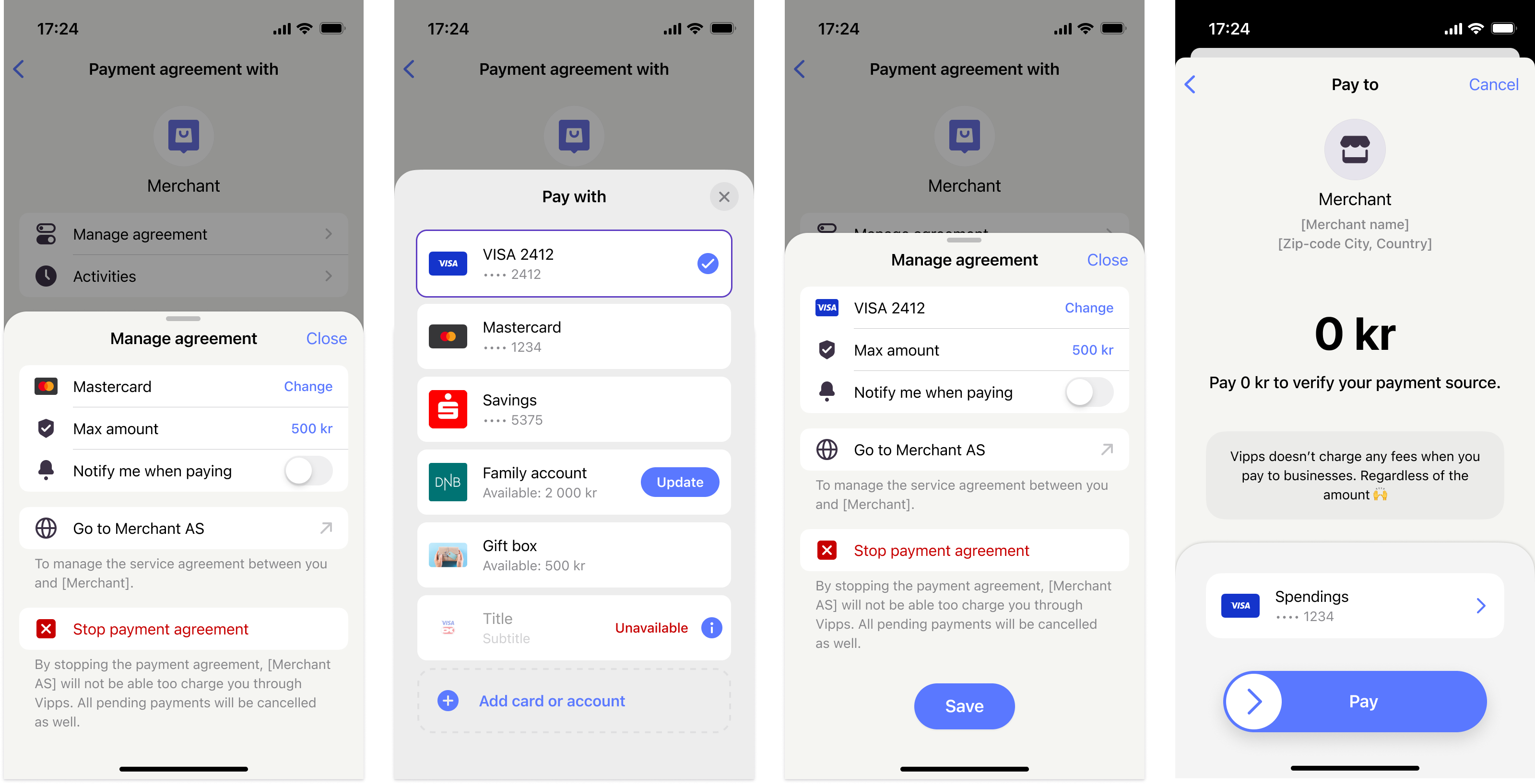 Change the payment source in MobilePay