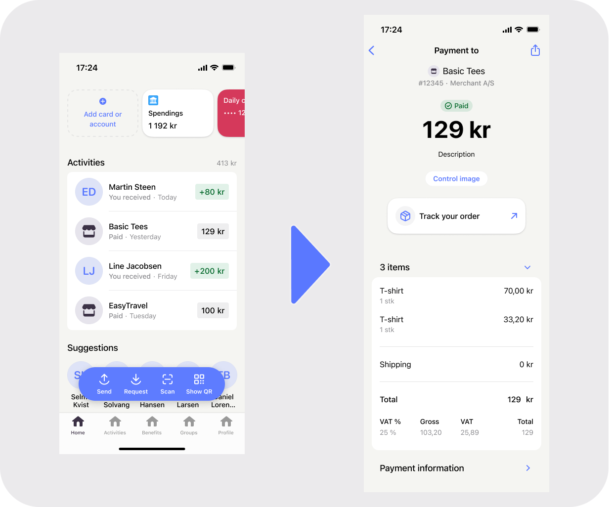 MobilePay order history