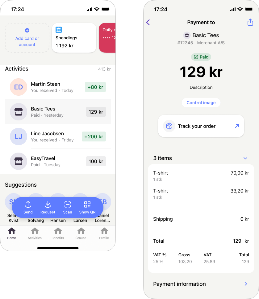 MobilePay order history