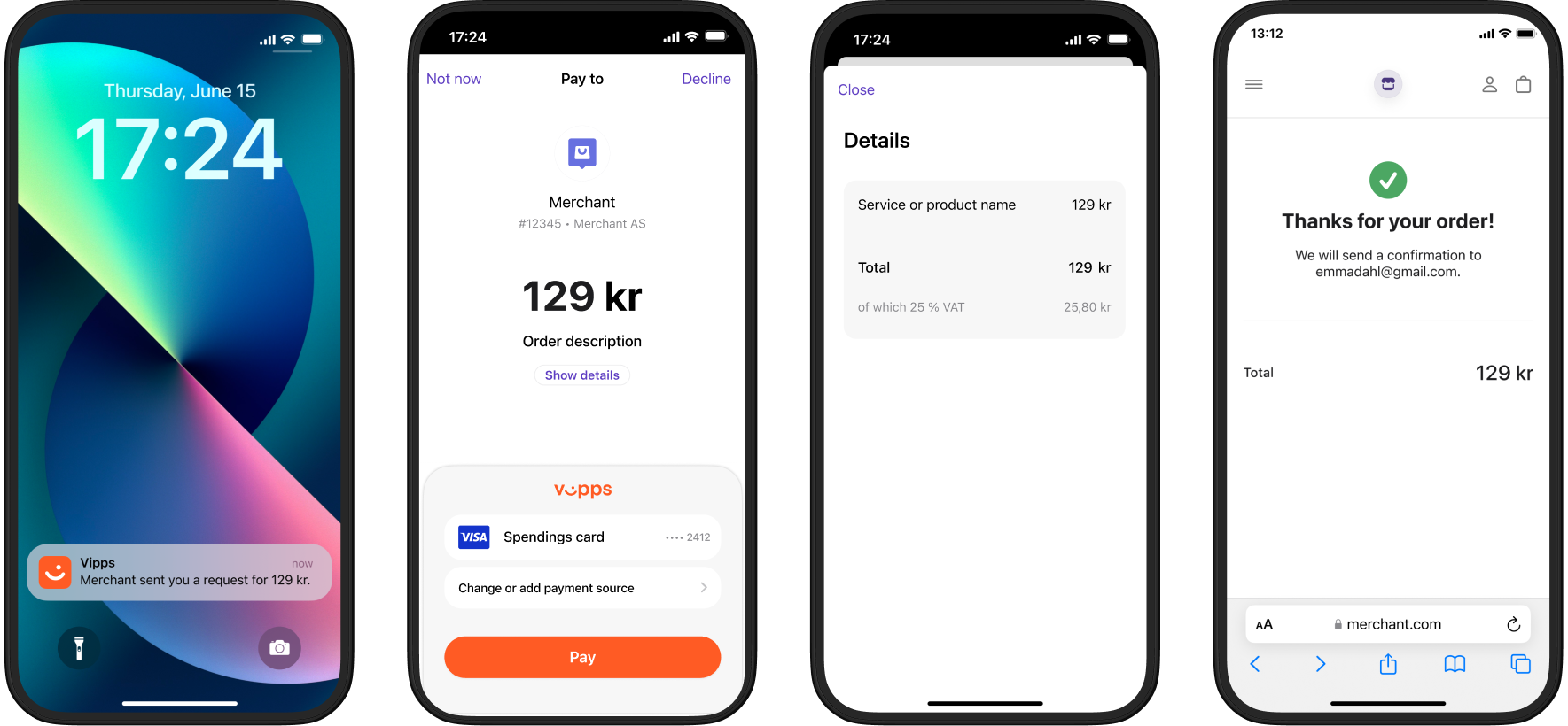 Vipps payment request push flow