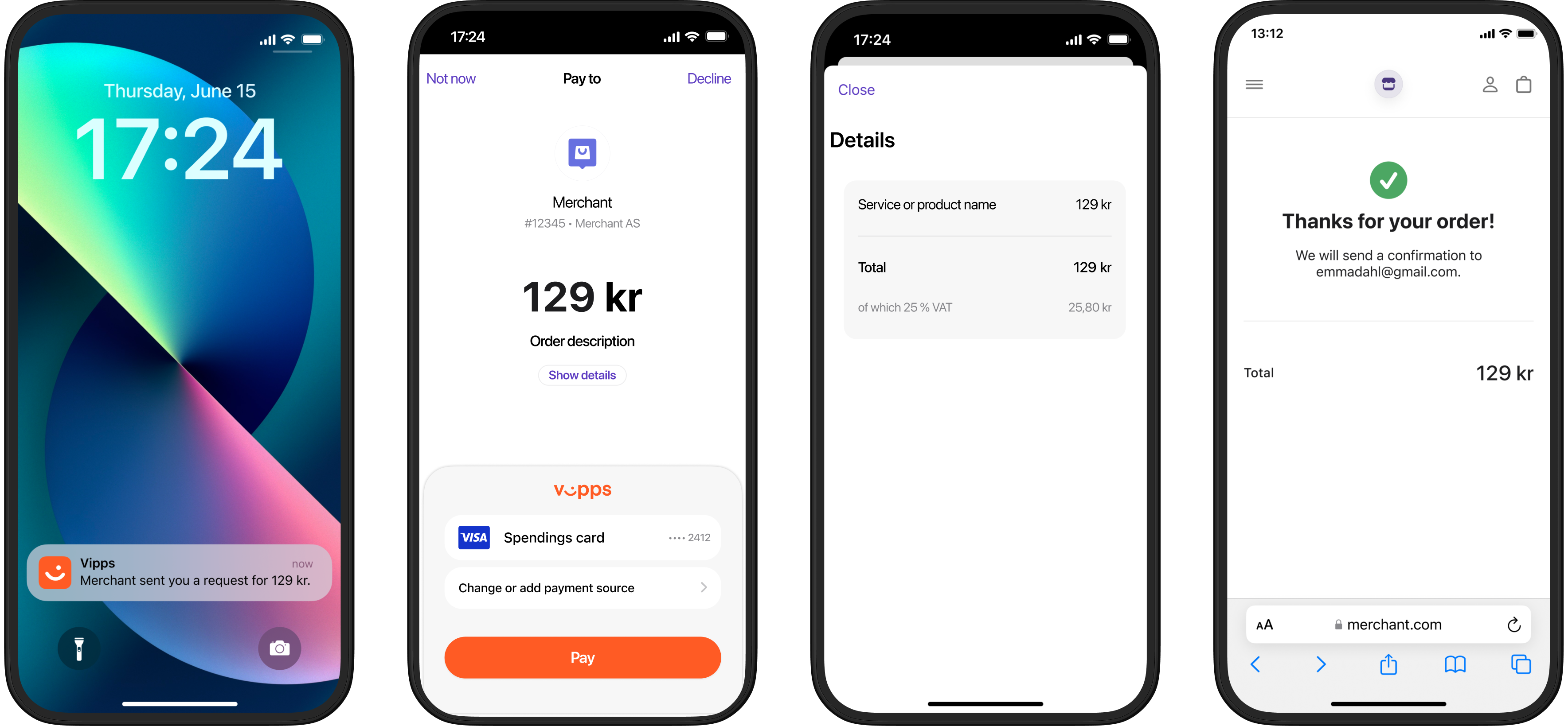Vipps payment request push flow