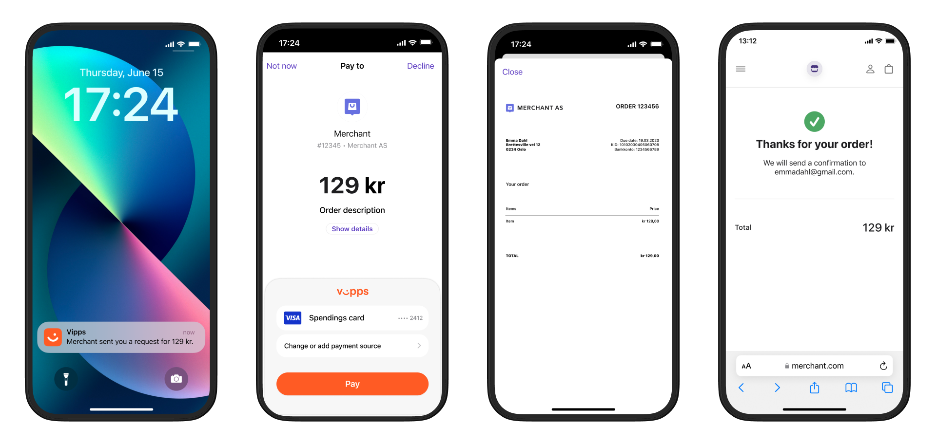 Vipps payment request push flow when URL is set
