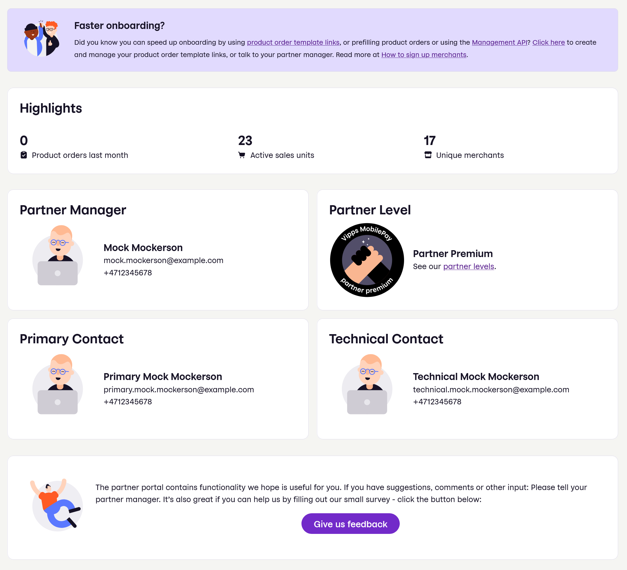 Partner portal landing page