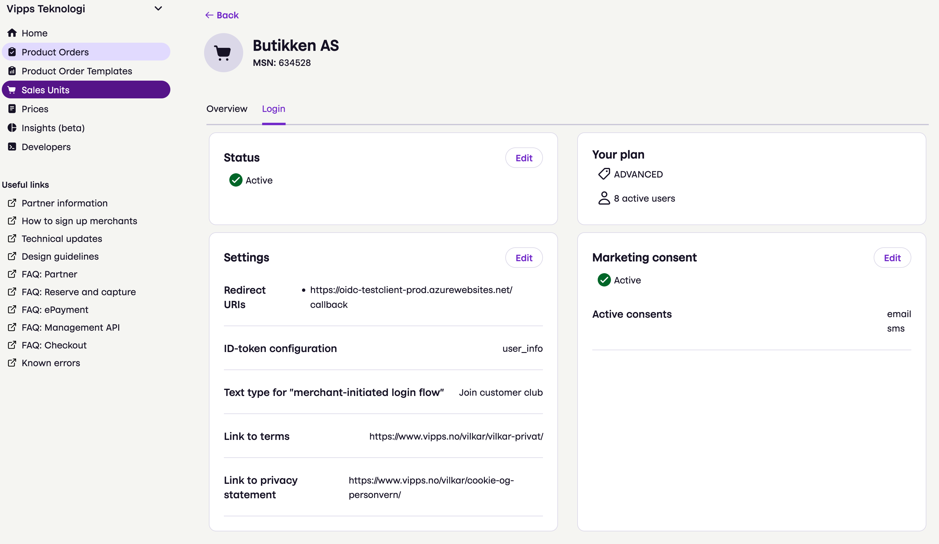 Partner portal example screenshot
