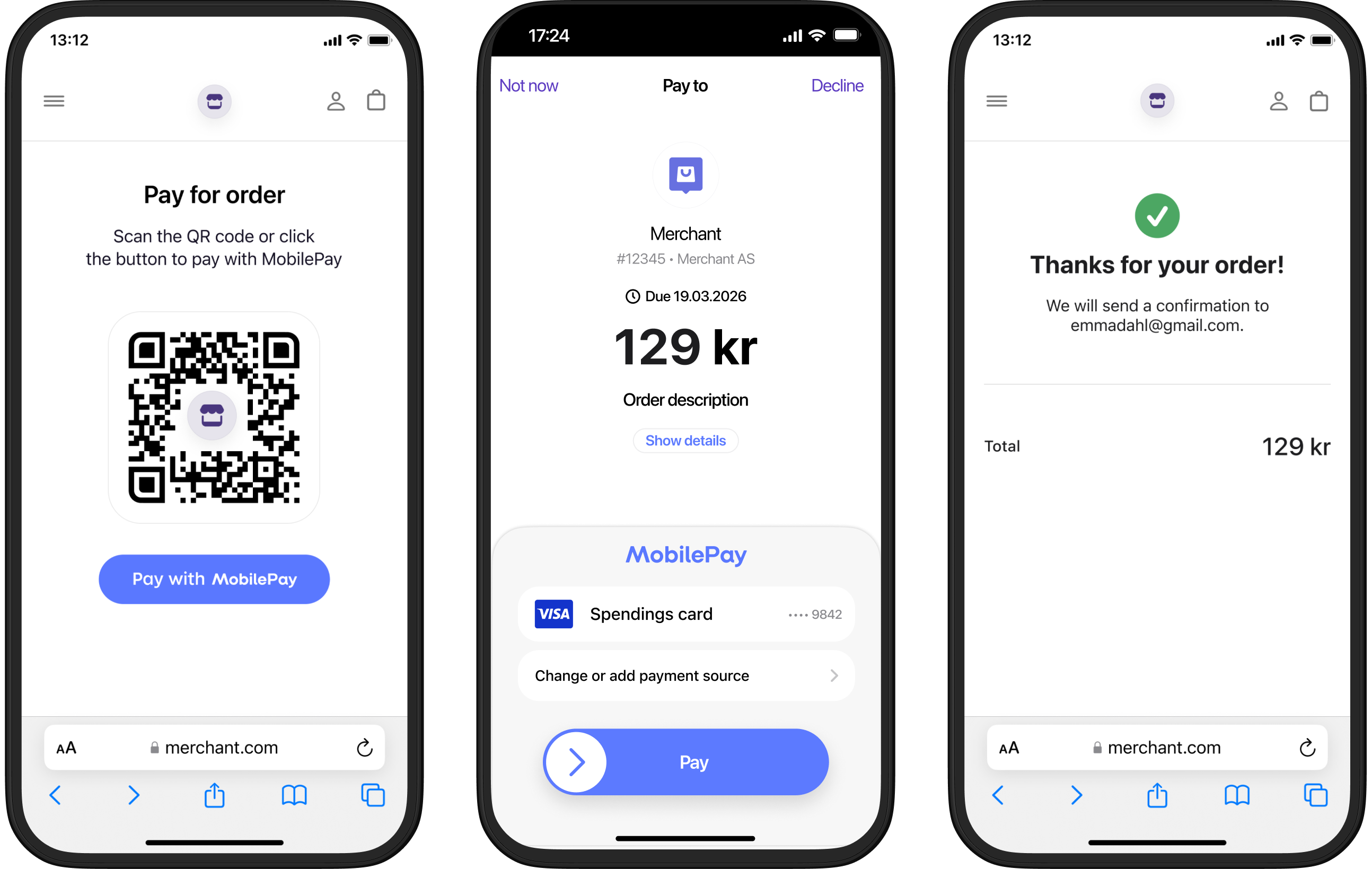 MobilePay payment request from link