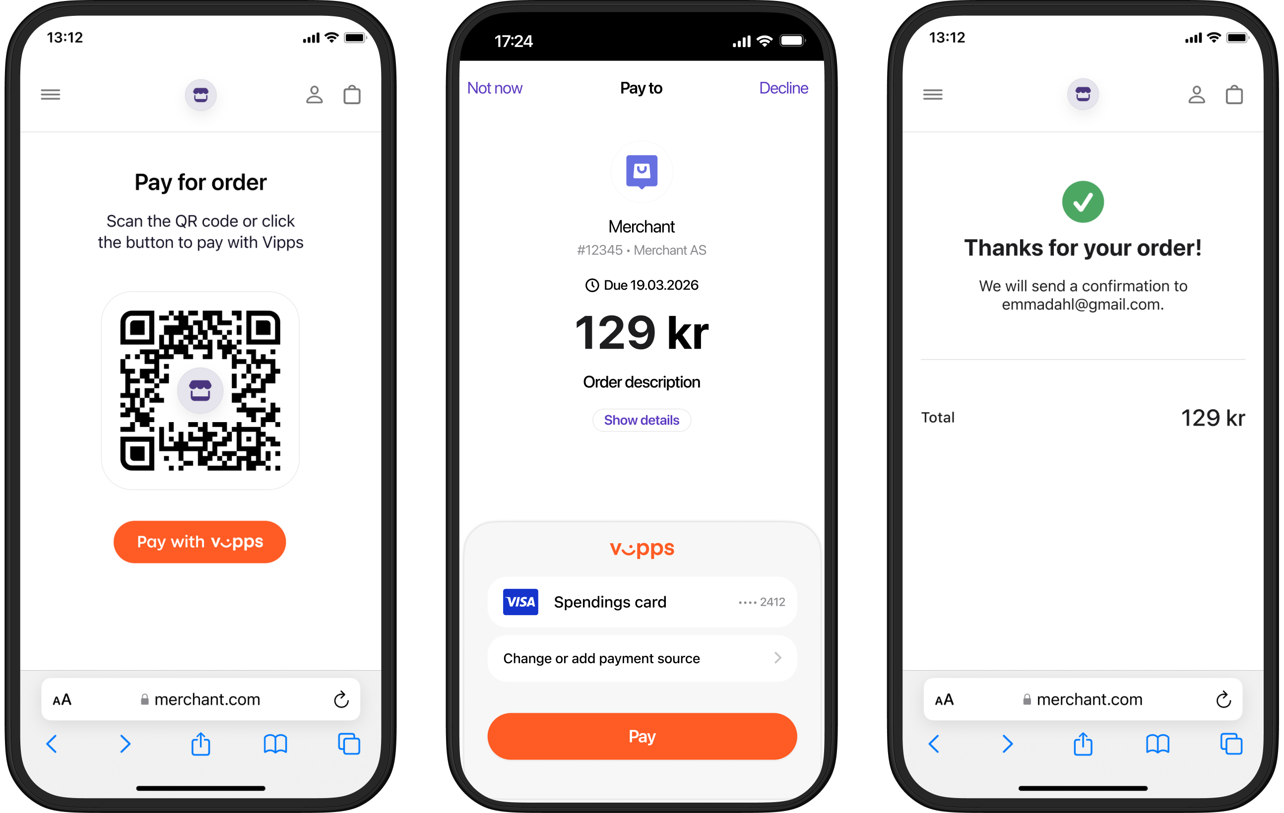 Vipps payment request from link