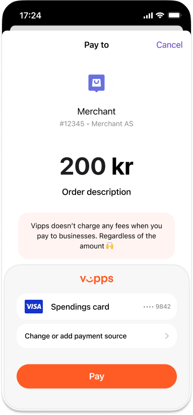 Customer approves payment in Vipps
