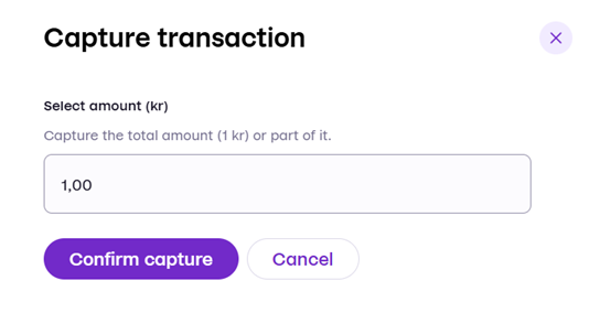 Screen showing capture amount field