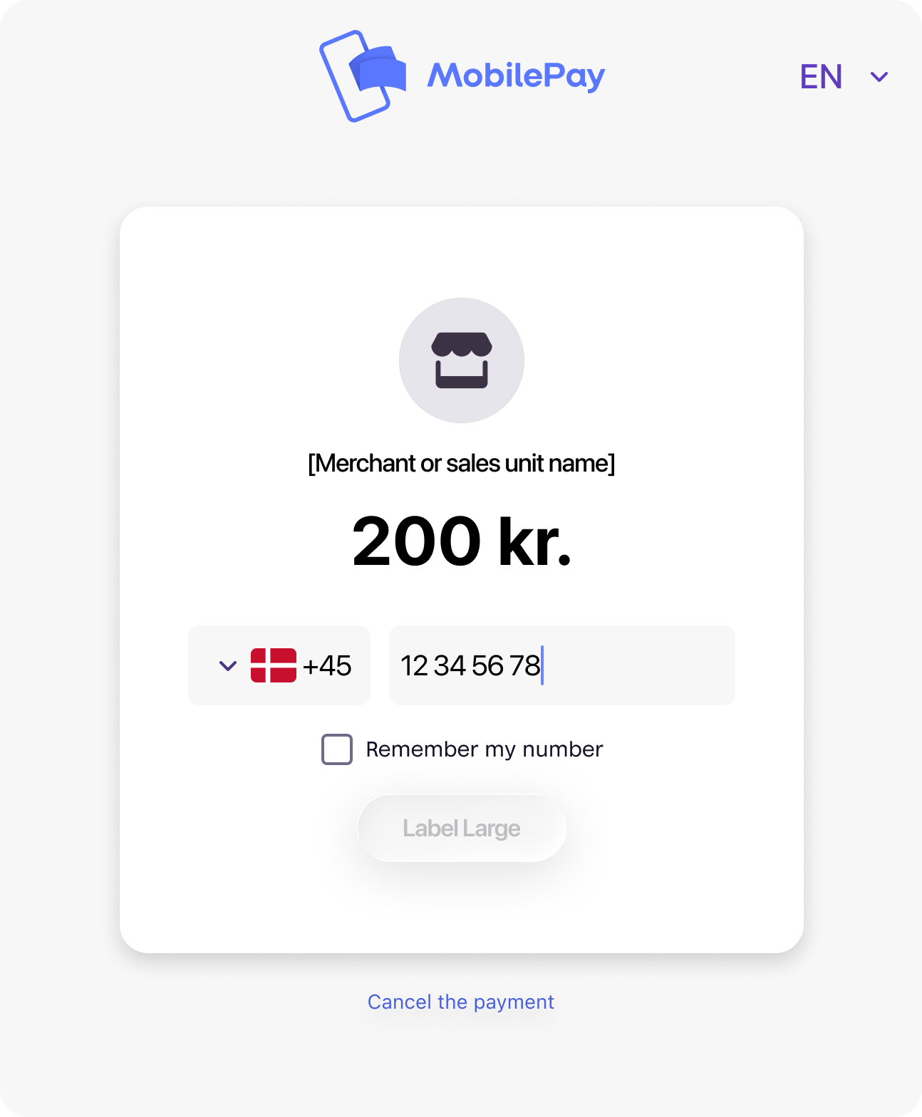MobilePay landing page