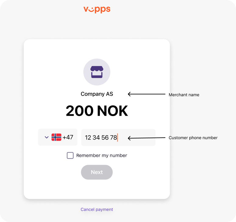 Vipps landing page