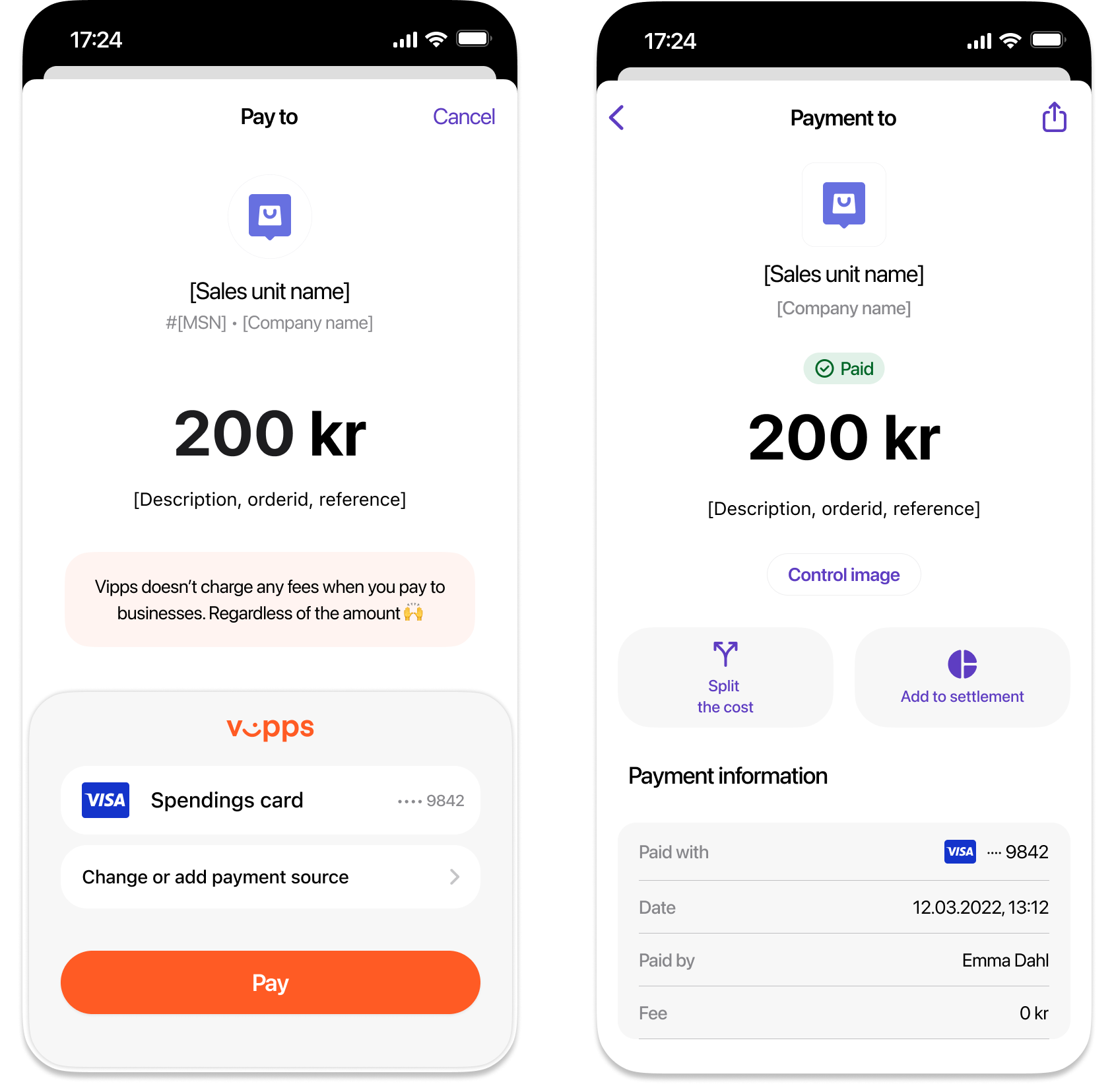 Vipps Payment Screen