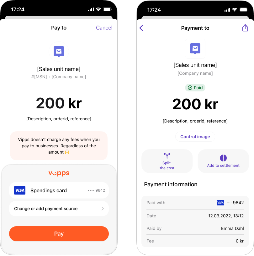 Vipps Payment Screen