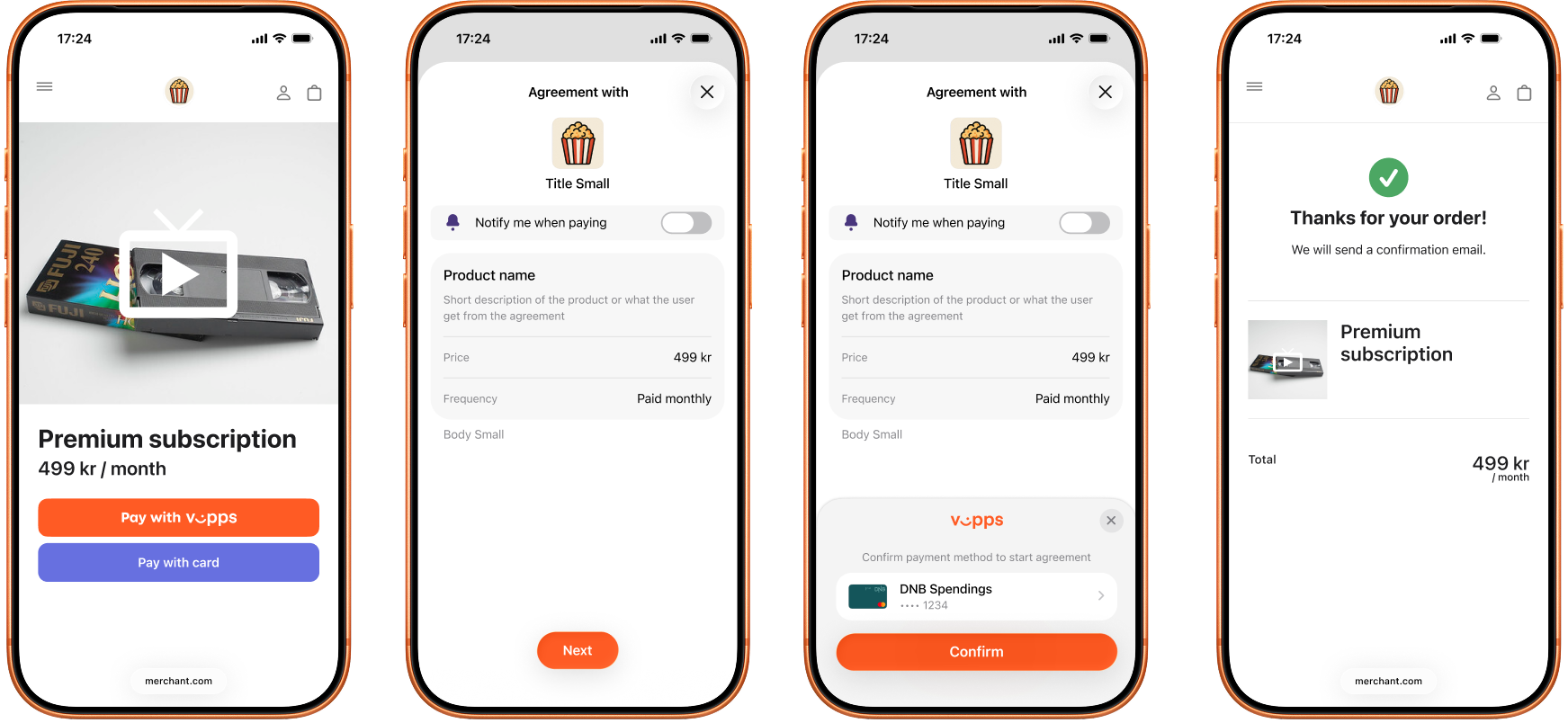 Fixed price payment agreement in Vipps