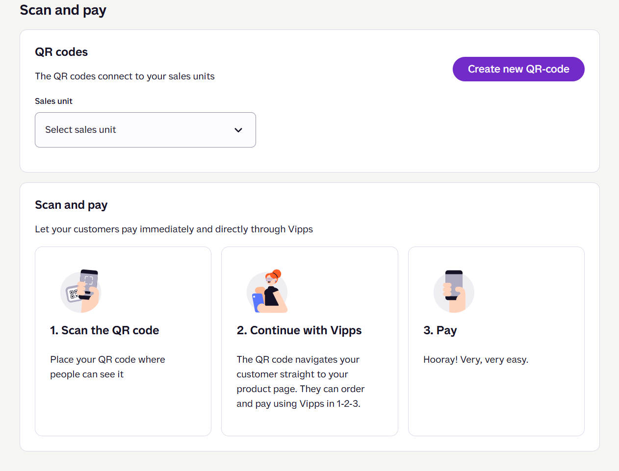 Portal QR codes page with option to create a new QR code