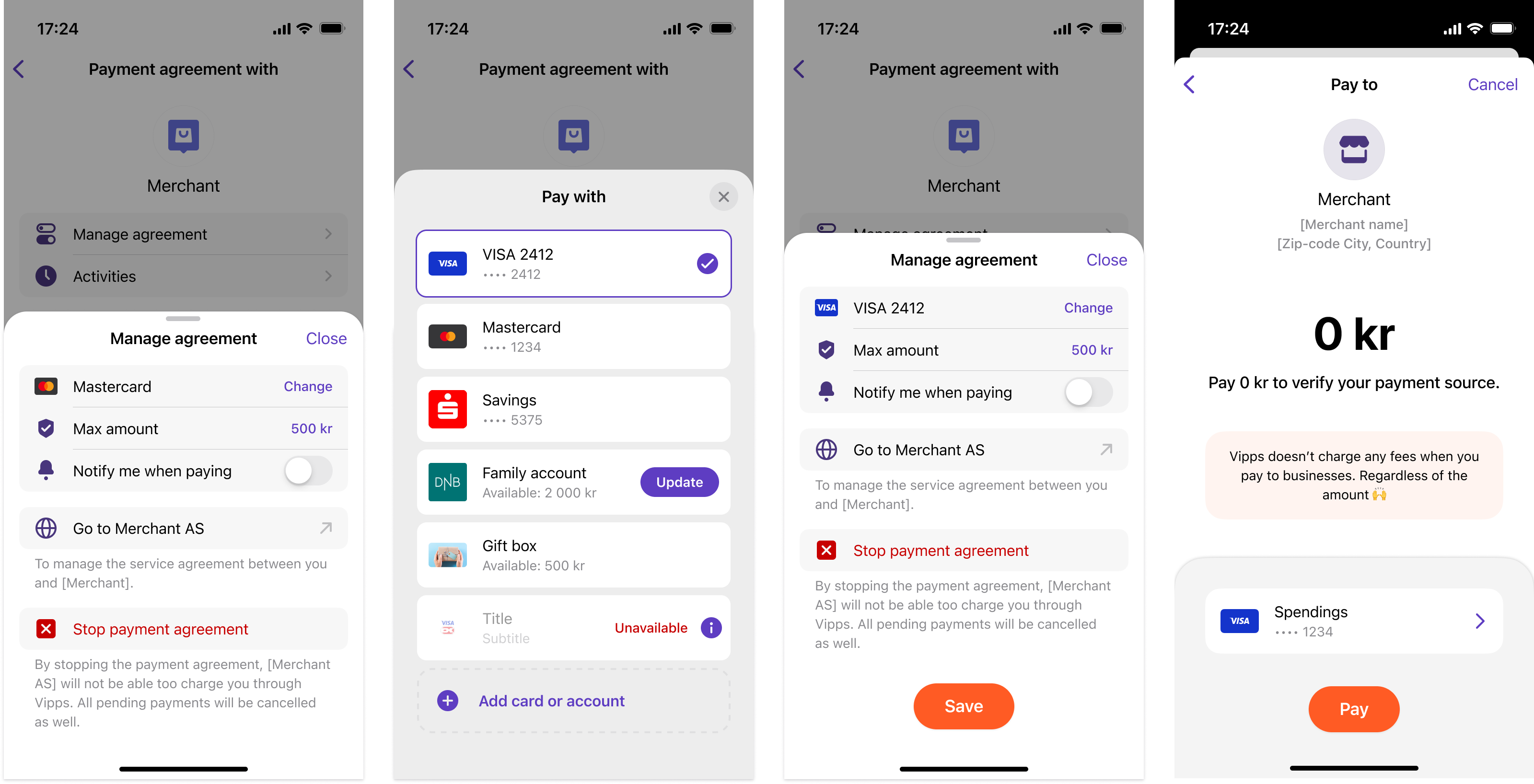 Change the payment source in Vipps